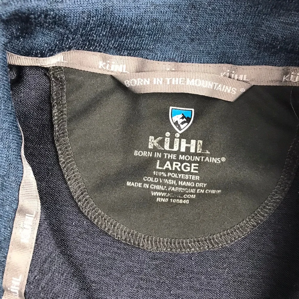 Kuhl Revel 1/4 Zip Pullover Mens L Blue Heathered Lightweight Fleece Sweater